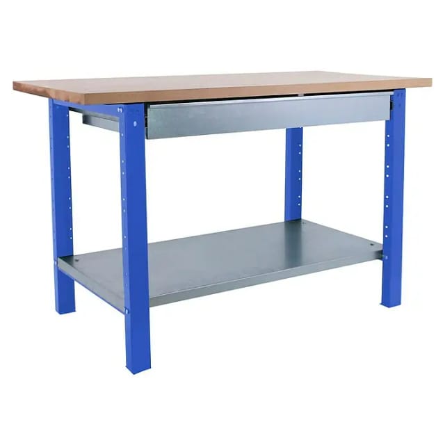 Simonrack Arbeitstisch Blau Massivholztisch Buche 865x1800x750 mm