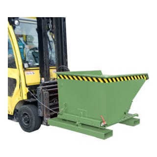 Bauer Spänebehälter S3S 600 mit 3-seitiger Kippfunktion, lackiert, Resedagrün
