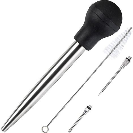 Food Grade Stainless Steel And Rubber Juicer With Marinade Injector And Brush For Easy Cleaning