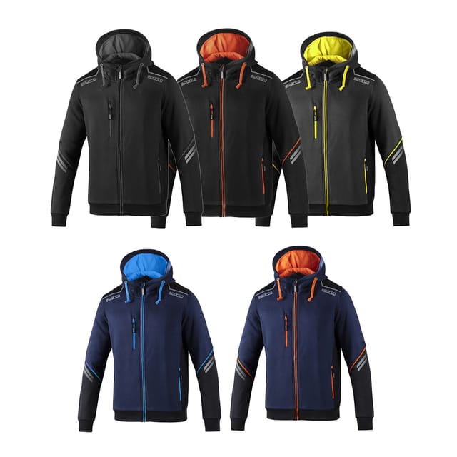 Sparco 02414GSGF Arbeits-Sweatshirt mit Kapuze, Tech-Reißverschluss, Colorado, Grau/Gelb, XL