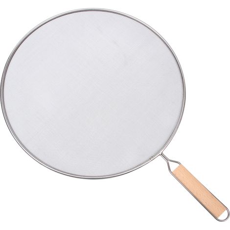 Stainless Steel Splatter Screen With Fine Mesh Wooden Grip Handle Kitchen Accessories For Frying Pan Wok Grease And Oil Cooking Splashes (9.8'')