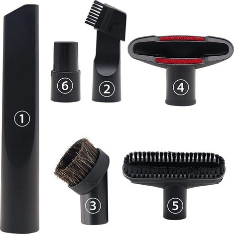 Vacuum Attachments Replacement 1 1/4 Inch & 1 3/8 Inch Vac Accessories Brush Nozzle Crevice Tool Vacuum Cleaner Accessories Brush Kit For Standard Hose Set Of 6