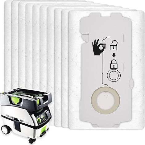 10 Packs Of Non-woven Dust Collection Bags Compatible With Festool Ct Midl Festool 204308/ct15 Vacuum Cleaners