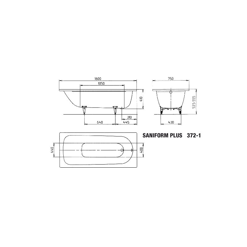 Kaldewei 112500011001 Bw Saniform Plus Mod.372-1, 1600 X