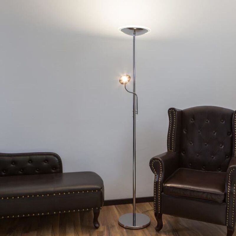 [gebraucht] B-ware Lampenwelt Chrom-deckenfluter Stehlampe Stehleuchte Malea Mit Leds Und Leselampe