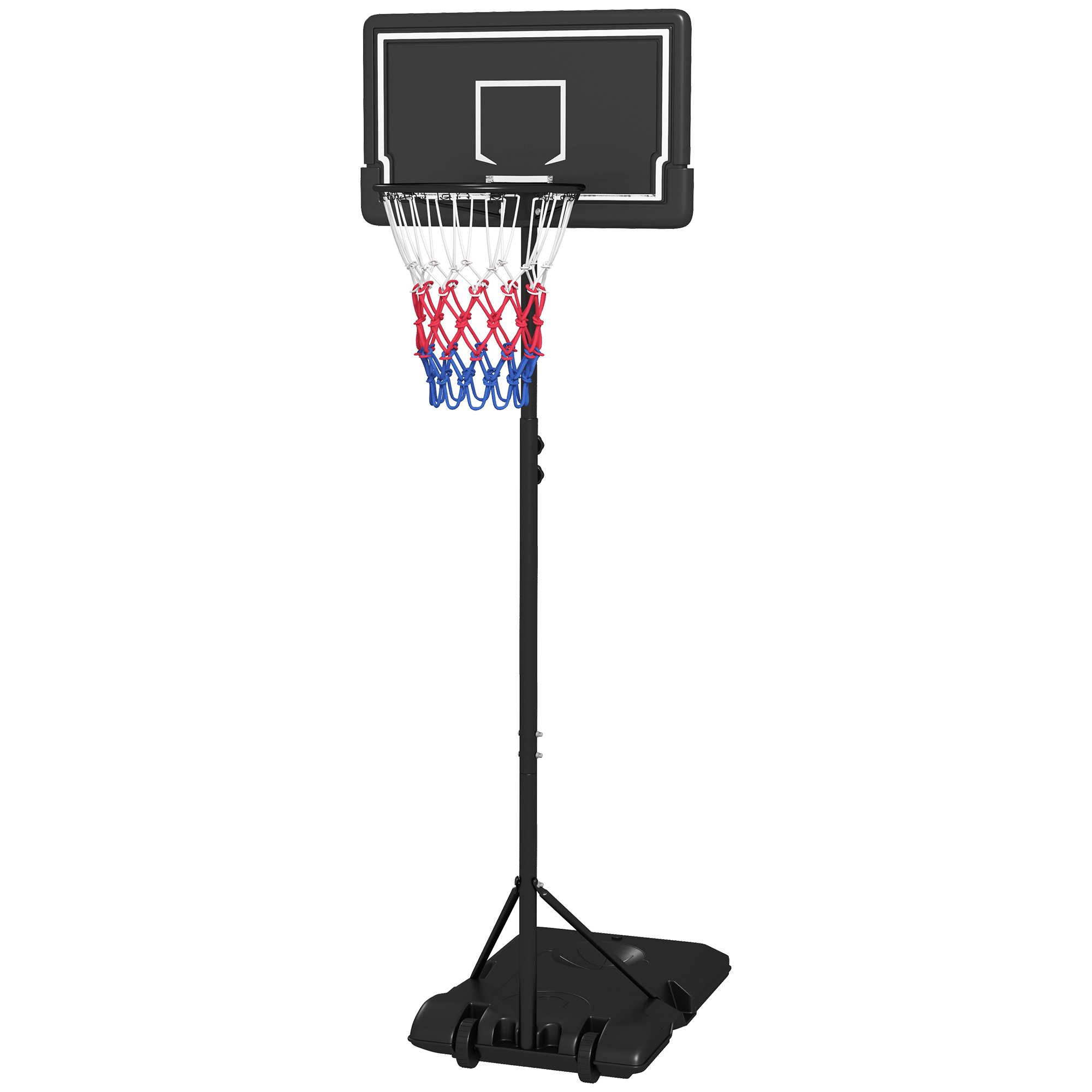 Outdoor-basketballkorb, Höhenverstellbar 182–213/220–250 Cm, Freistehend Mit Rollen, Schwarz