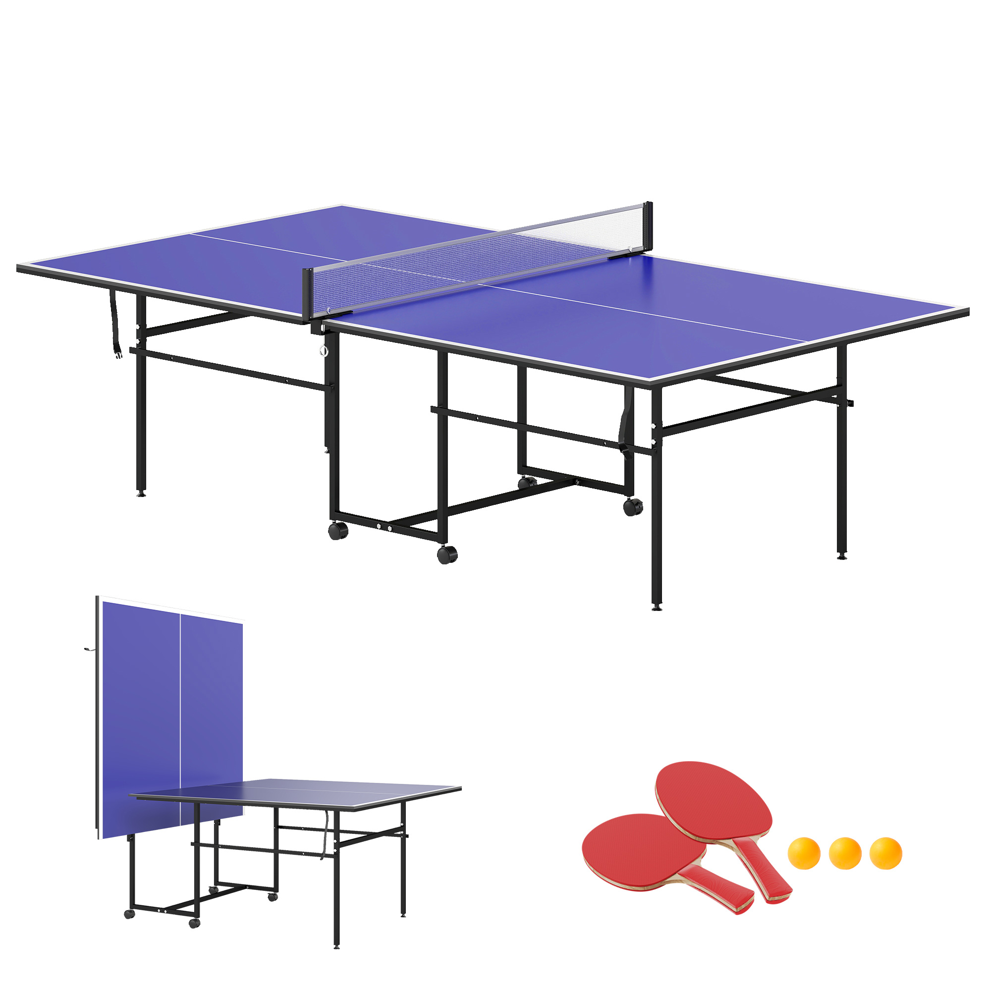 Kompakter, Klappbarer Indoor-tisch Mit 4 Rollen, 274 X 152,5 X 75,5 Cm