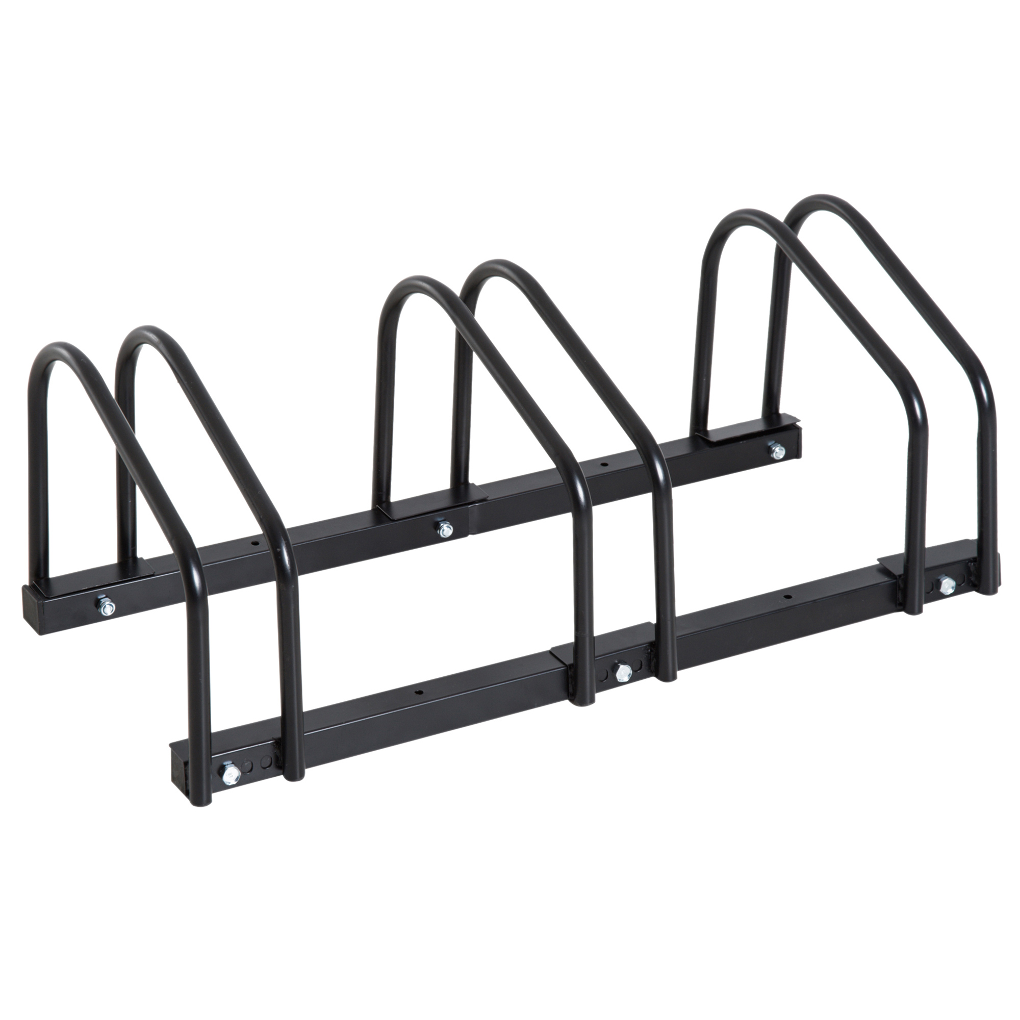 Fahrradständer Für 3 Fahrräder – Reifenhalterung Bis 65 Mm – Boden- Oder Wandmontage – Mountainbikes, Kinderfahrräder, Bmx – 76 X 33 X 27 Cm – Stahl – Schwarz