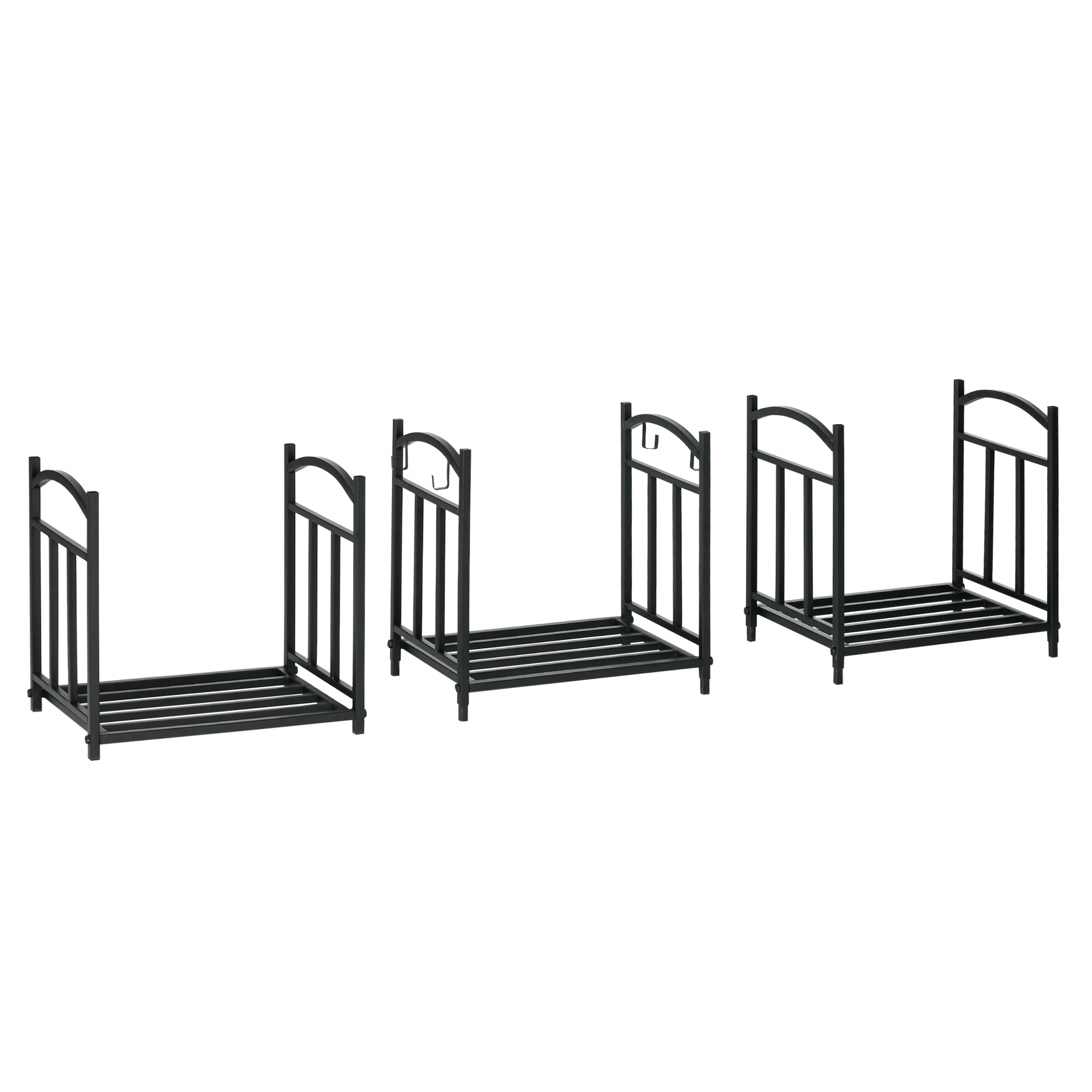 Modulares Brennholzregal Mit 4 Haken, 46x32x126 Cm, Für Brennholz