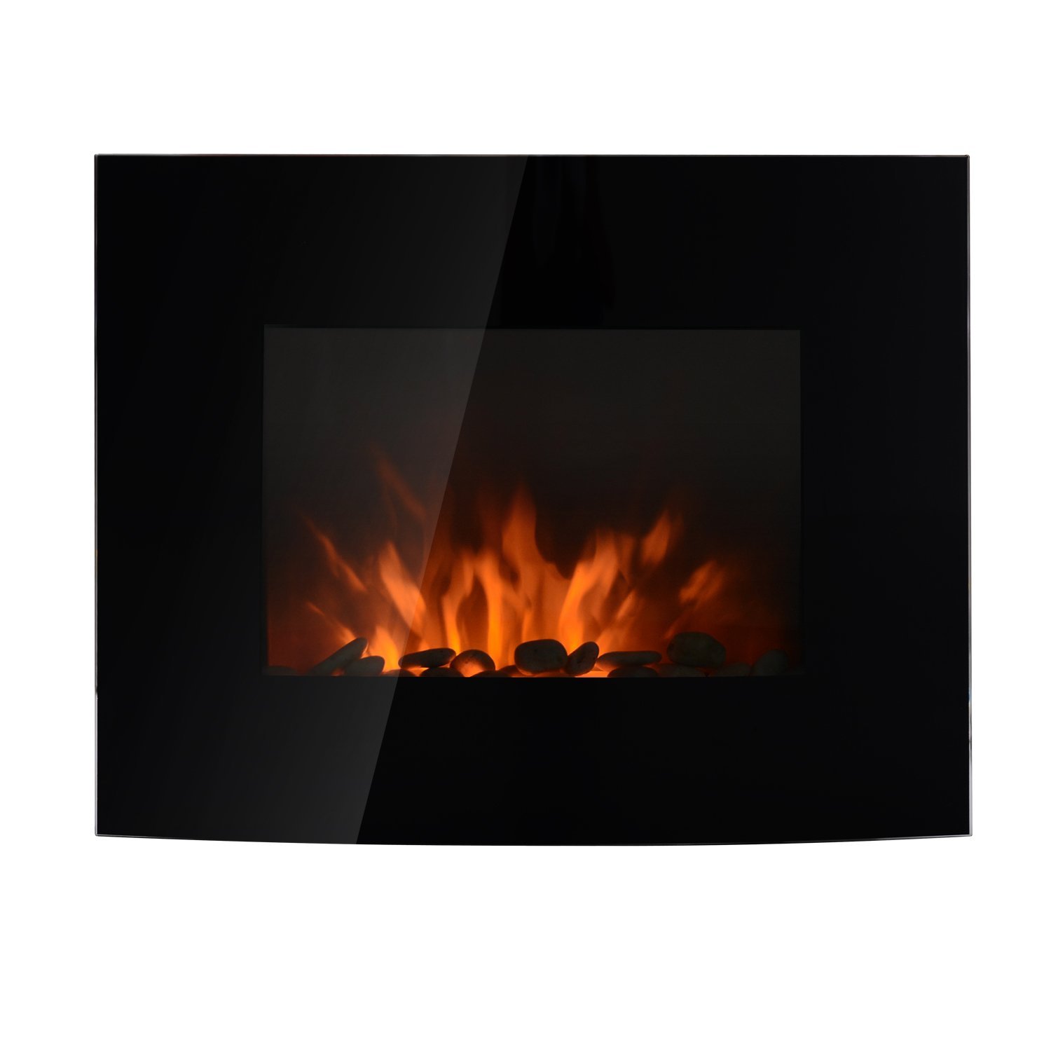 Elektrischer Wandkamin (1800 W) Mit Farbigem Flammeneffekt, Fernbedienung, Einstellbarer Temperatur, Thermostat, Timer Und Überhitzungsschutz, Schwarz