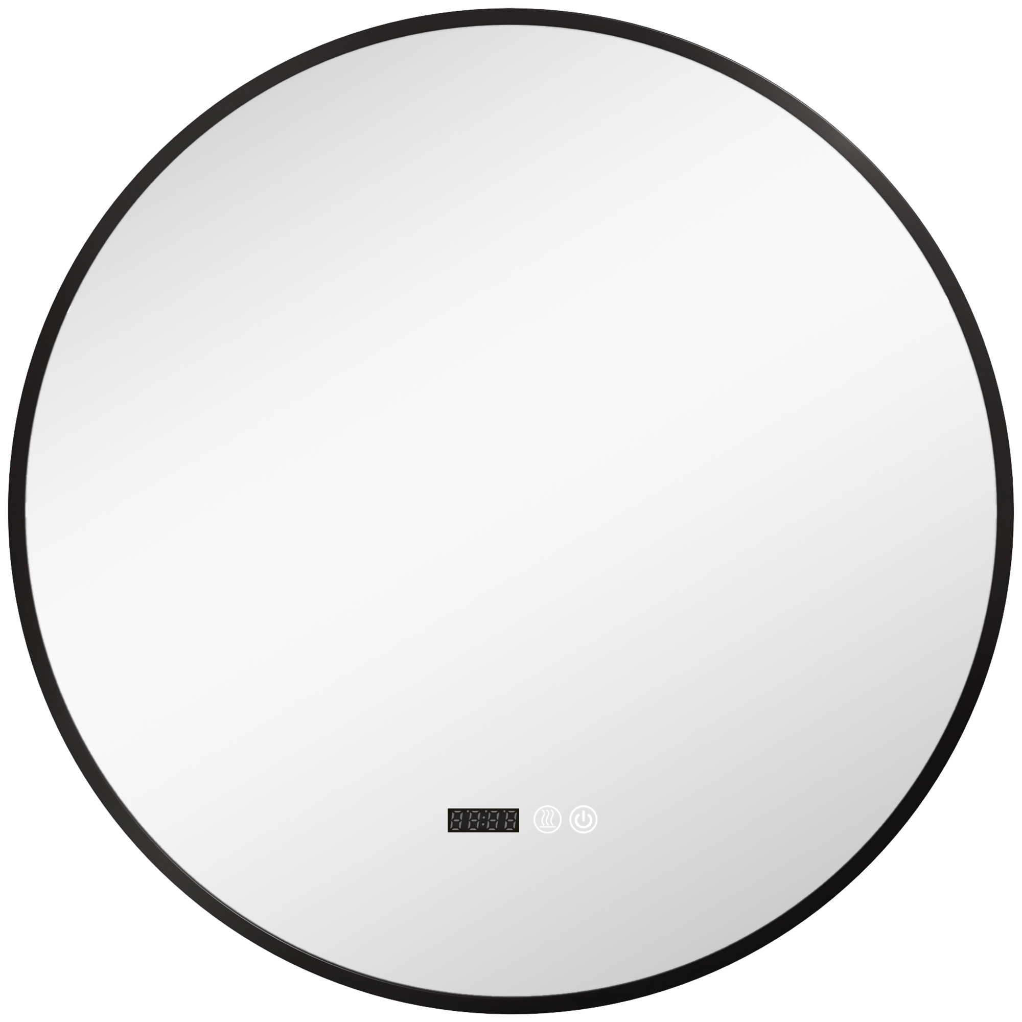 Verstellbarer Led-badezimmerspiegel, Beschlagfrei, Mit Zeit- Und Temperaturanzeige, Ø 70 Cm, Schwarz
