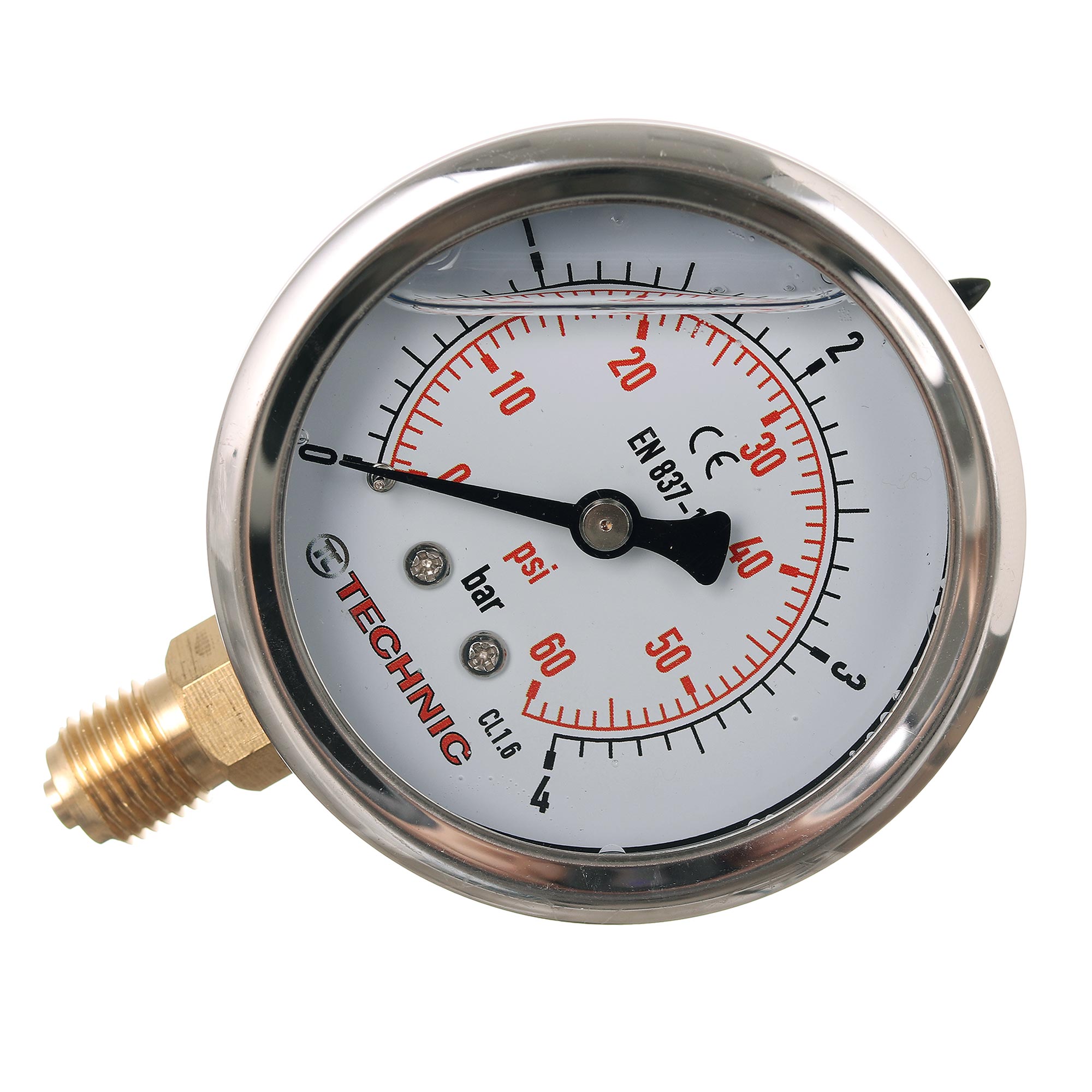 Glycerin-manometer, Druckmesser, Uhr, 63 Mm, 0–4 Bar, Gewinde 1/4" Unten