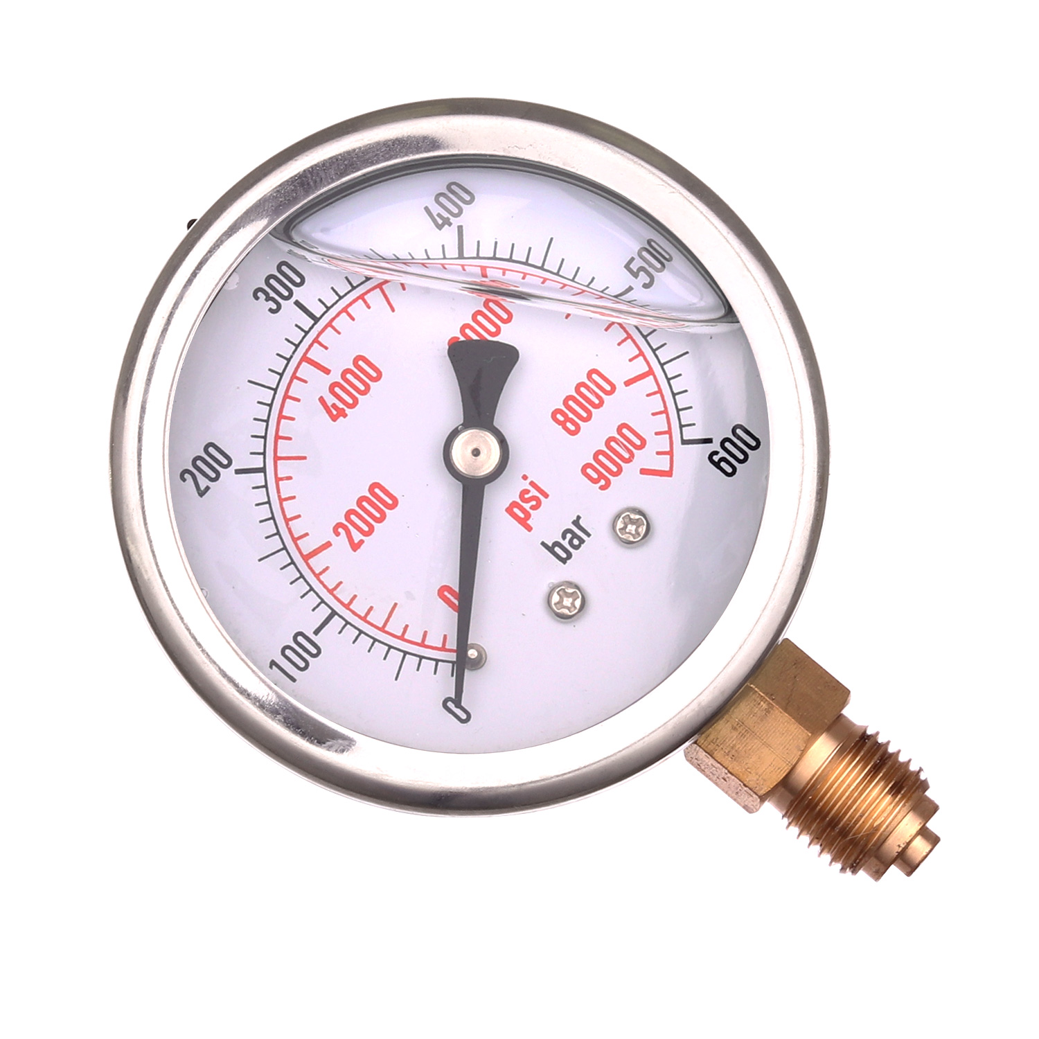 Glycerin-manometer 63 Mm, 0–600 Bar Gewinde, 1/4 Zoll Boden, Uhrmessung
