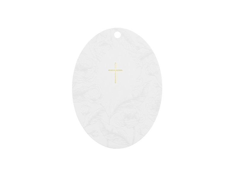 Kommunionseinladungen Kreuz Mit Zweigen Und Blumen, Weiß (1 Packung / 10 Stück)