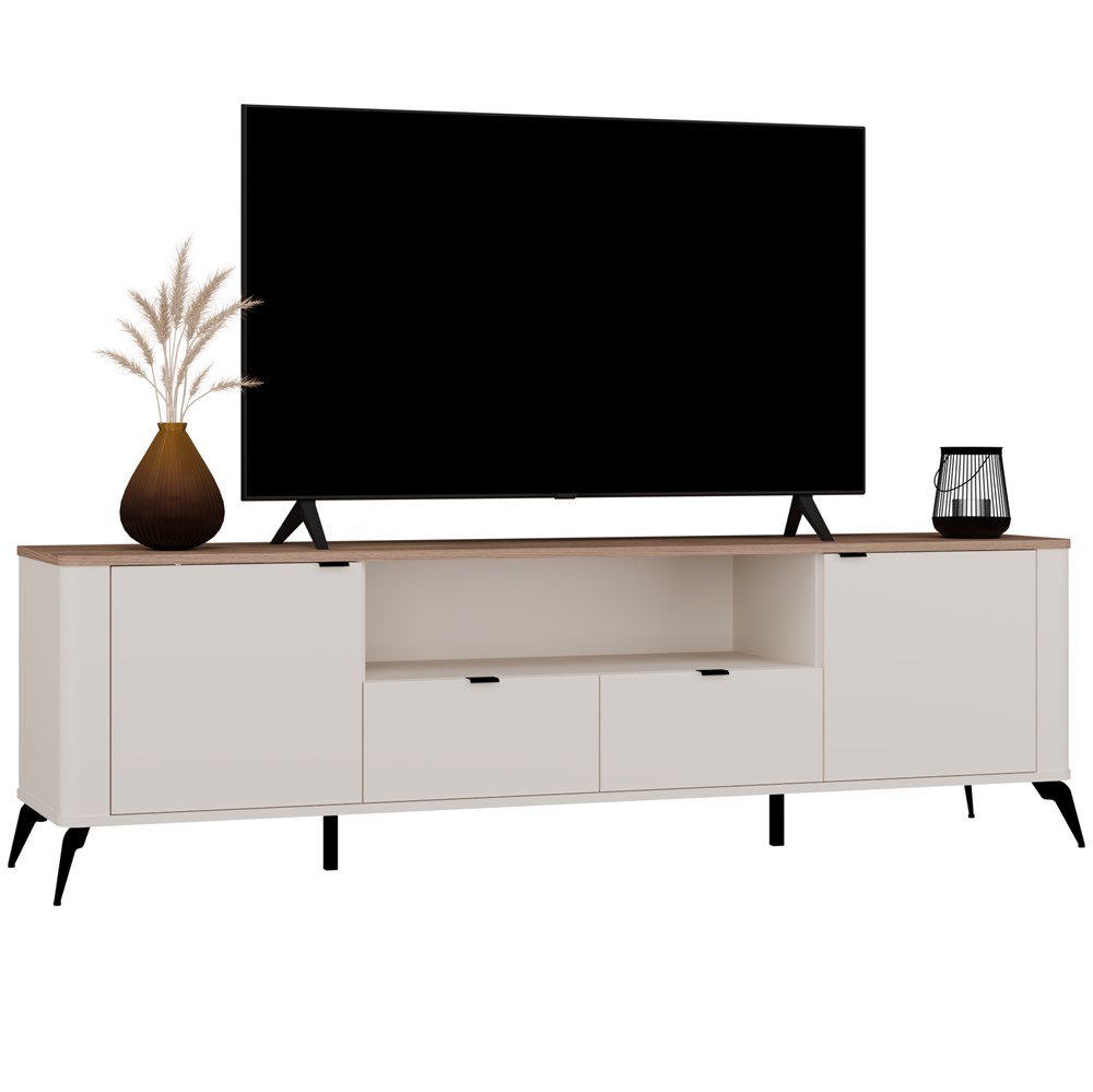 Tv-schrank Cordoba 2d2s Kaschmir Beige Eiche Castello Tv-schrank Mit 2 Schubladen