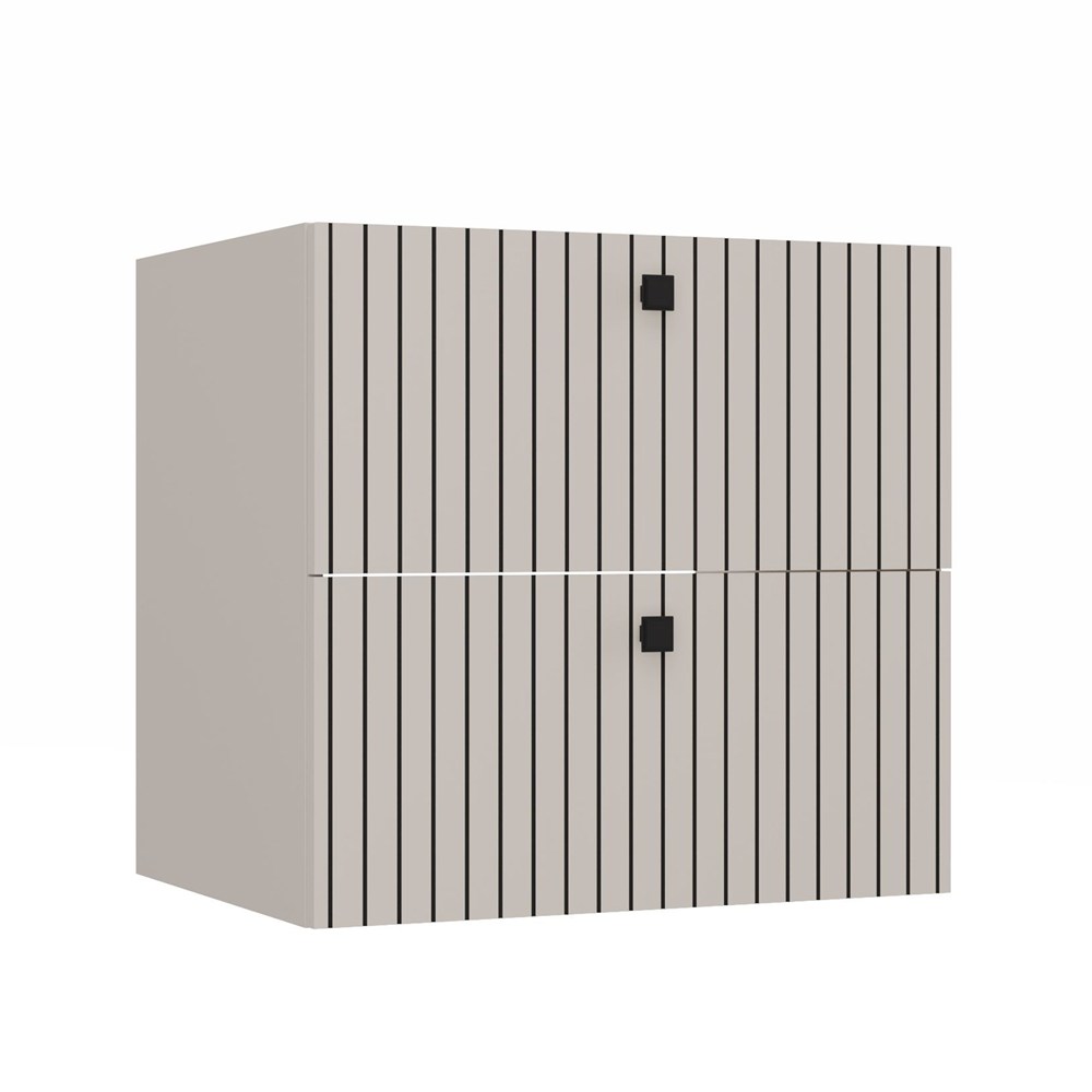 Tigo 60 2s Waschtischunterschrank, Kaschmir, 2 Schubladen, Geriffelte Front, Hängend