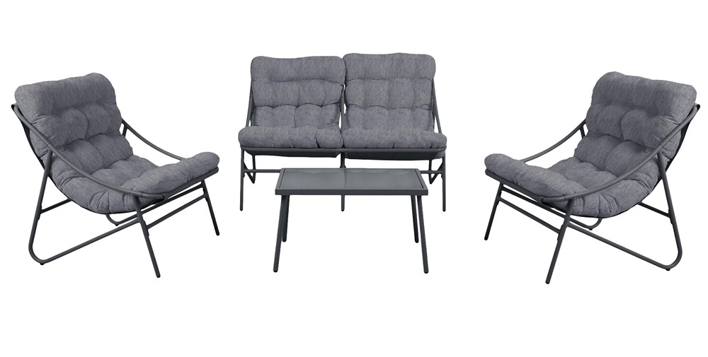 Vibe Gartenmöbel-set, 4-teilig, Sessel, Sofa, Tisch, Grau
