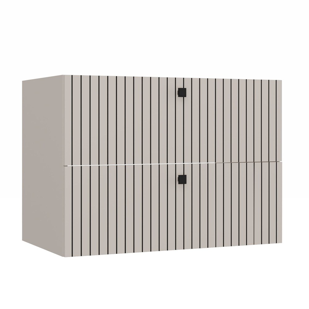 Tigo 80 2s Waschtischunterschrank, Kaschmir, 2 Schubladen, Geriffelte Front, Hängend