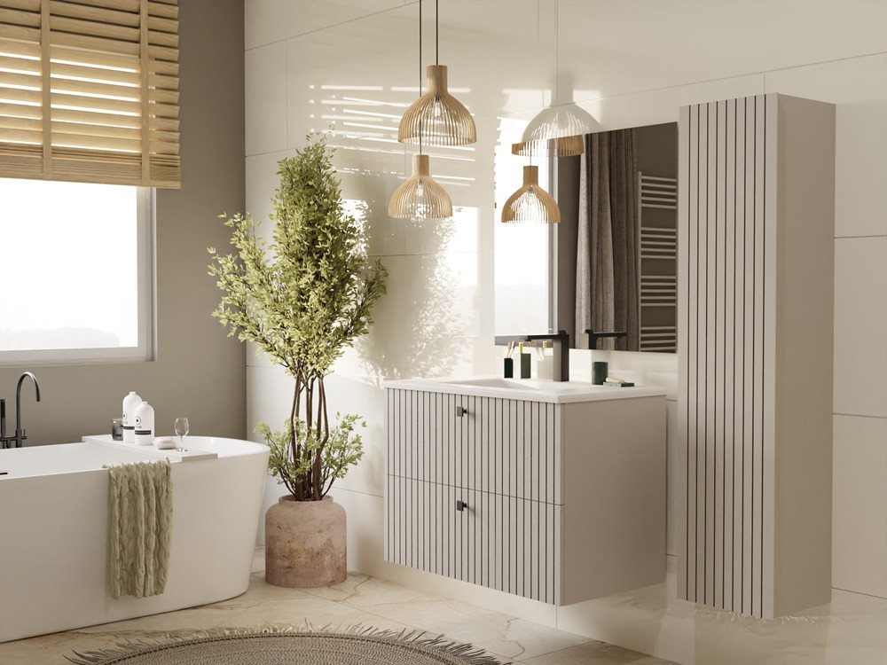 Tigo 1d Wand-badezimmerschrank Mit Geriffelter Front Bild 4