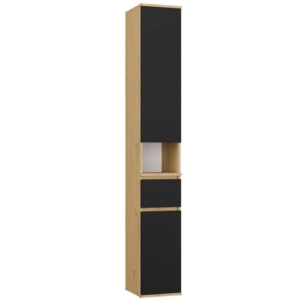 Lior 2d1s Schrank, Eiche Artisan / Schwarz, Regal Mit Schublade Für Das Büro