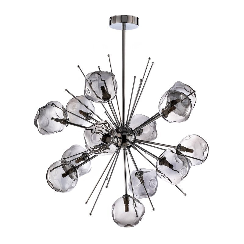 [gebraucht] B-ware Av-1777-13k Hängelampe Pendelleuchte Chromfarben Glas Deckenlampe 13-flg Dimmbar