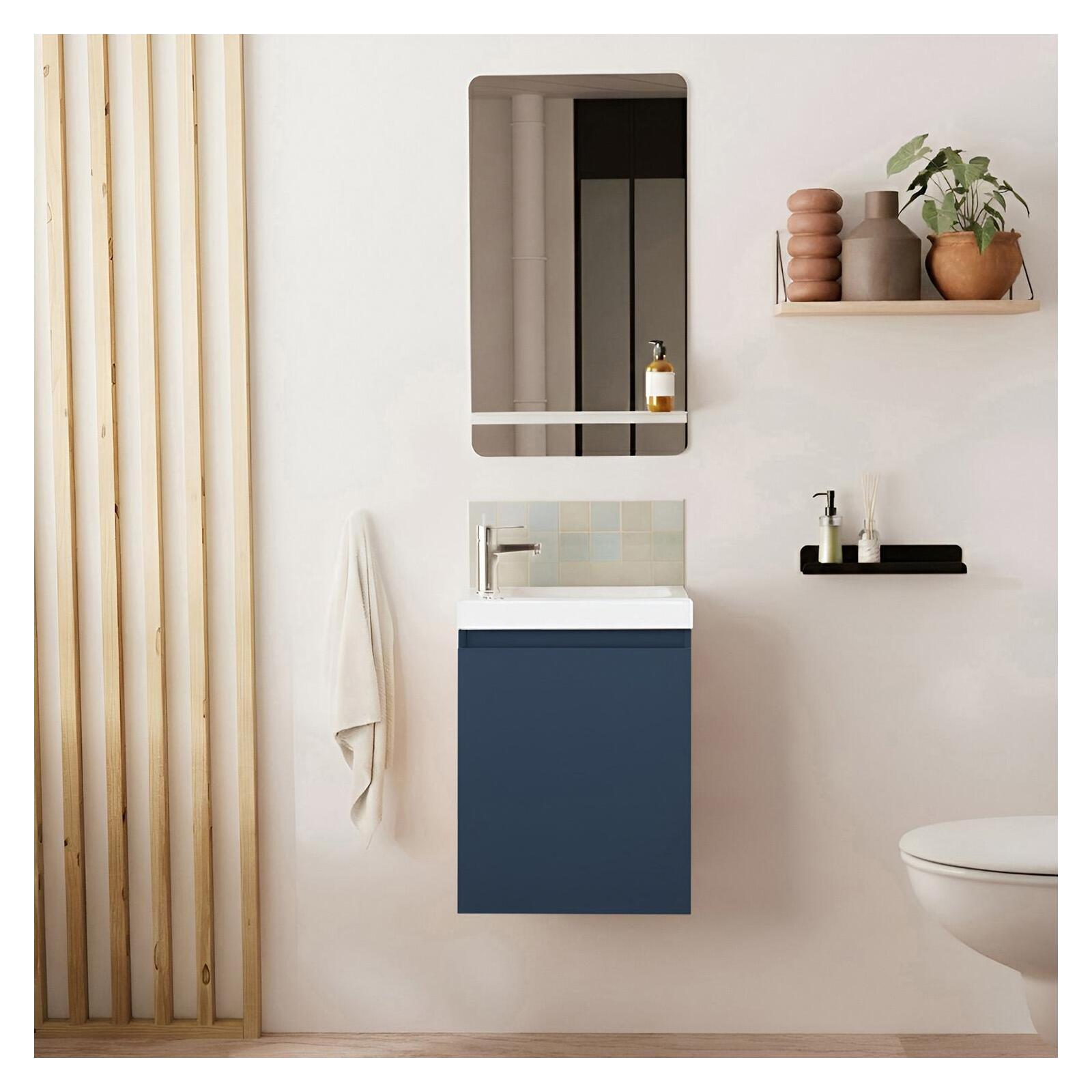 Meuble Lave-mains Lisa + Robinet Chromé + Miroir Rectangulaire