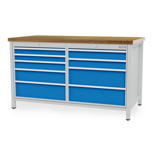 Kastenwerkbank Breite 1500 mm, R24-24, 9 x Schublade Maße in mm (BxTxH): 1500 x 750 x 859