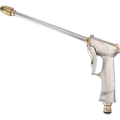 Water Gun Spray Head Long Nozzle For Car Use Silver Metal