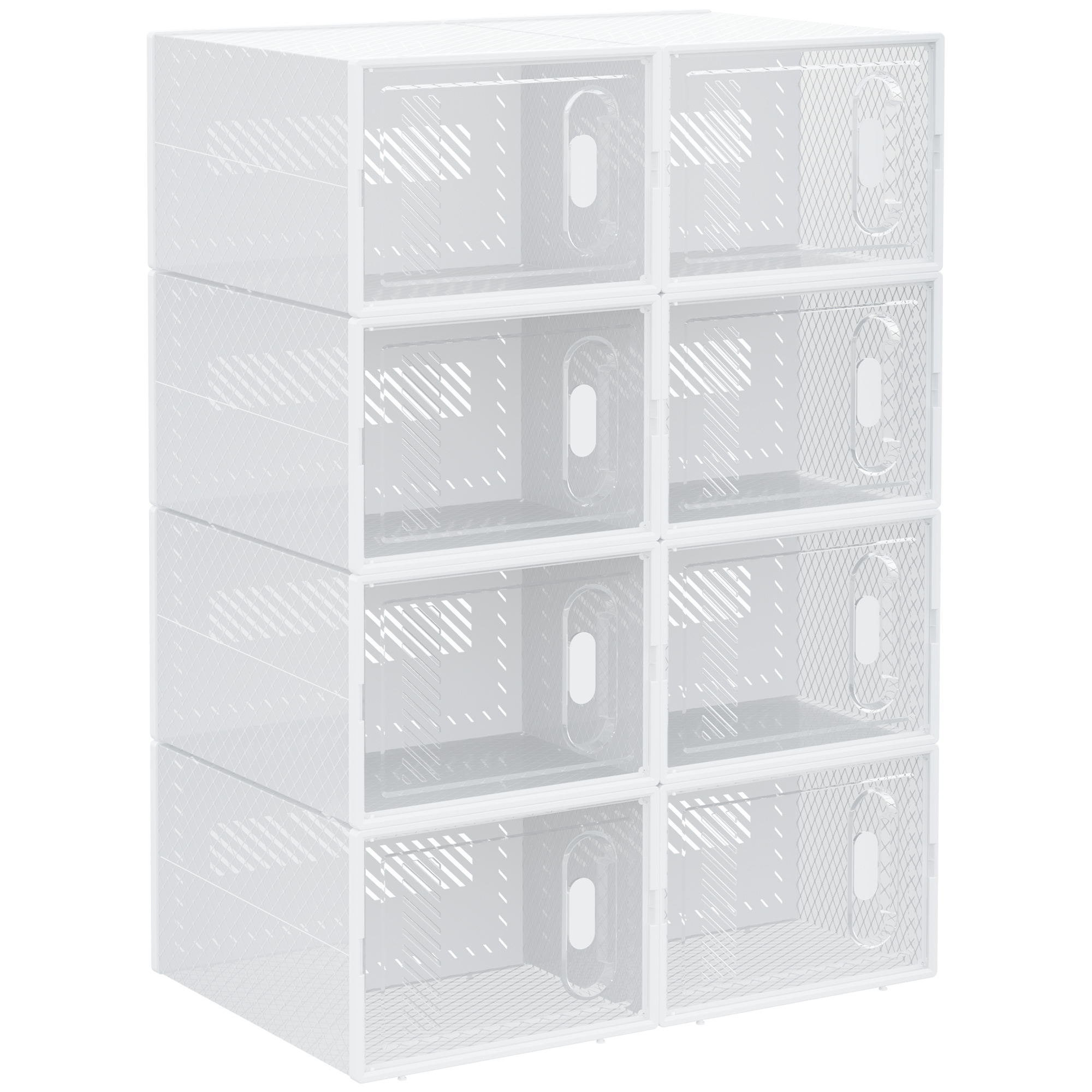 Homcom Set Mit 8 Modularen Schuhaufbewahrungsboxen Mit Transparenten Türen – 25 X 35 X 19 Cm