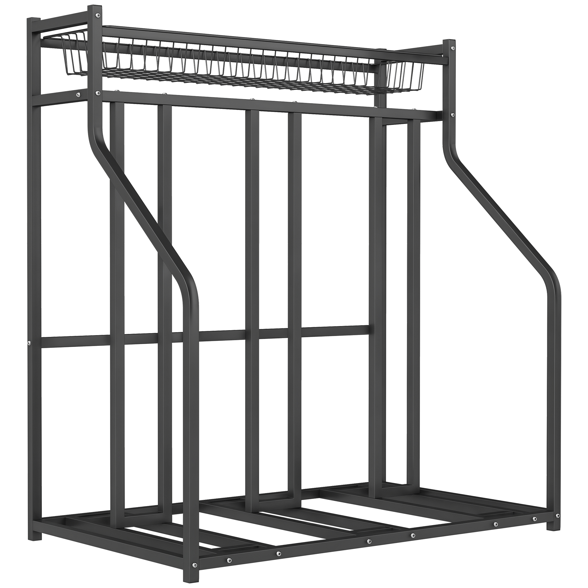 Fahrradständer Für 3 Stellplätze Mit Ablage Und Haken, Maße 90 X 54 X 100 Cm, Schwarz