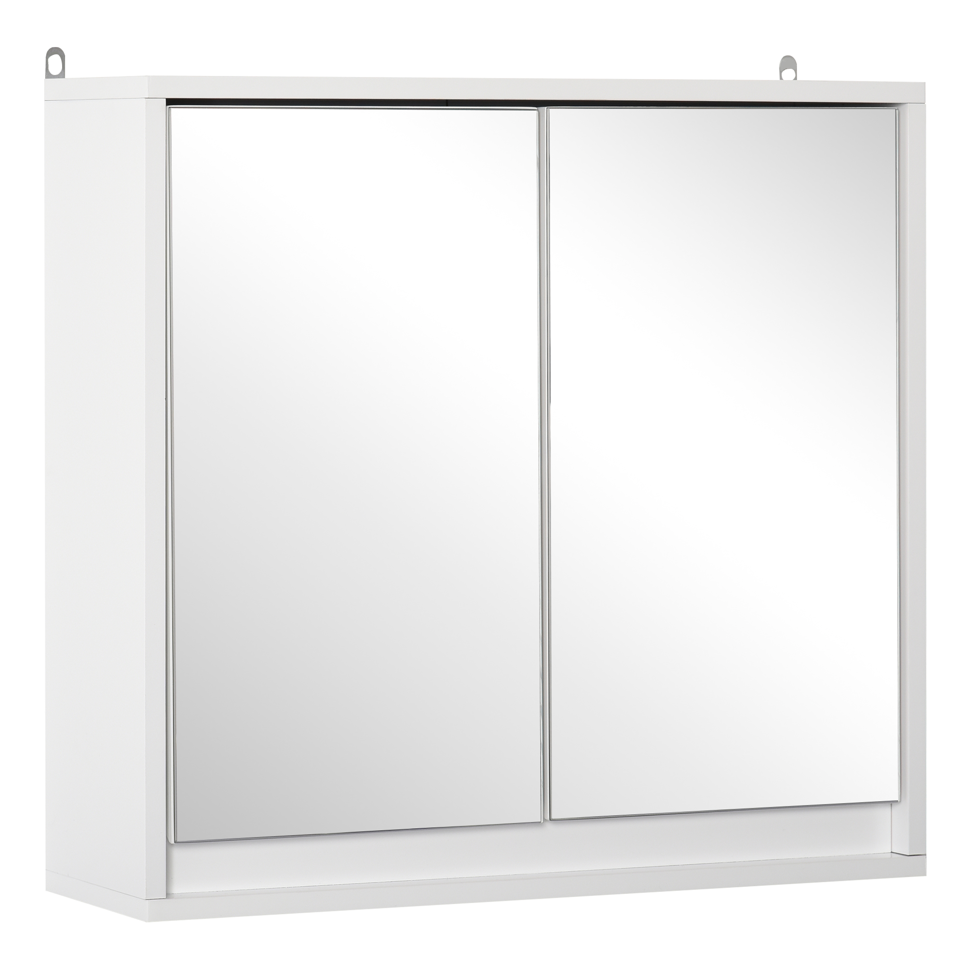 Badezimmer-wandschrank Mit Spiegel, 2 Ablagen, Weiß, 48 X 14 X 45 Cm, Mdf/spanplatte, Elegante Aufbewahrung