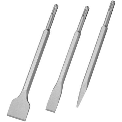 Sds Plus Chisels, Set 3 (wide Chisel, Flat Chisel, Pointed Chisel) For Light Drills And Impact Hammers Standard Work In Concrete Tiles Building Block