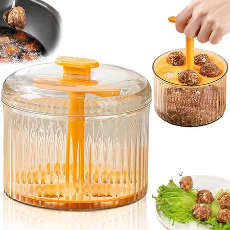Meatball Maker - 5-unit Capacity - Food-grade Plastic - For Homemade Meatballs - Orange