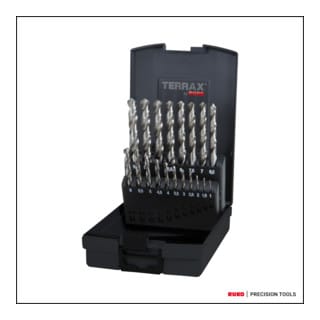 TERRAX by RUKO 5x Spiralbohrer-Satz DIN 338 Typ N, HSS-G - 19 tlg. (Kassette Kunststoff) - A214214RO