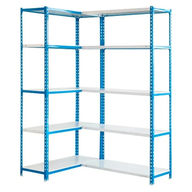 Simonrack L-Regal blau und weiß robust 10 Regale