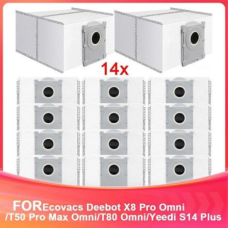 Lot De 14 Sacs À Poussière De Rechange De 3,5 L, Compatibles Avec Les Aspirateurs Ecovacs Deebot X8 Pro Omni/t50 Pro Max Omni/t80 Omni/yeedi S14 Plus.