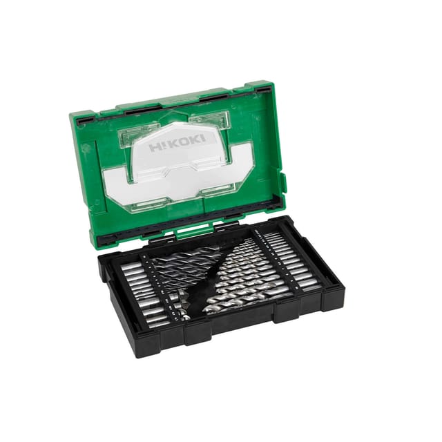 HiKOKI HSS Bohrer & Senker Kassette 29-teilig, Metallbohrer, Holzbohrer, Entgratsenker, Spiralbohrer