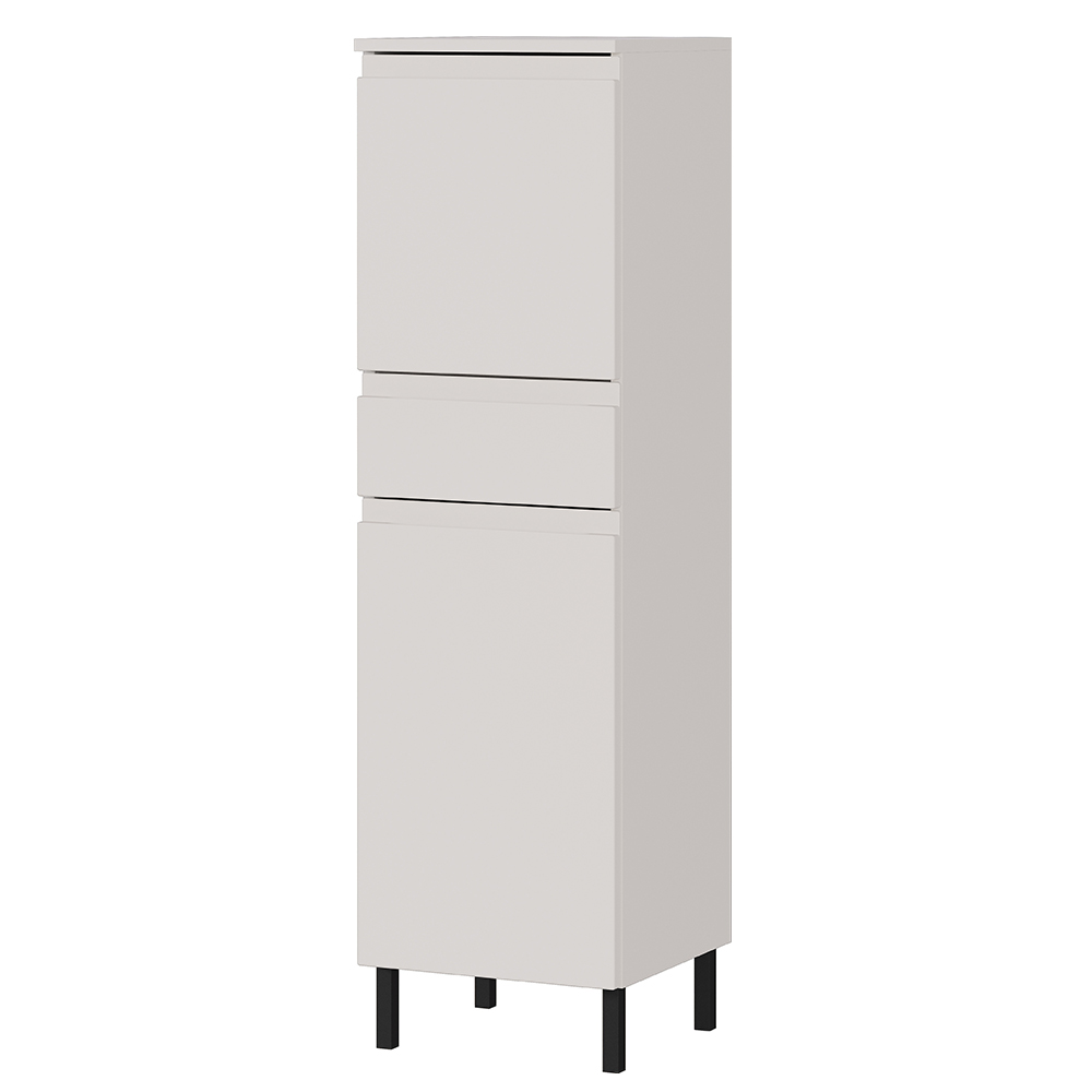Badezimmer-midischrank 34 Cm Breit In Kaschmir Matt, 2 Türen, 1 Schublade - Salo-01