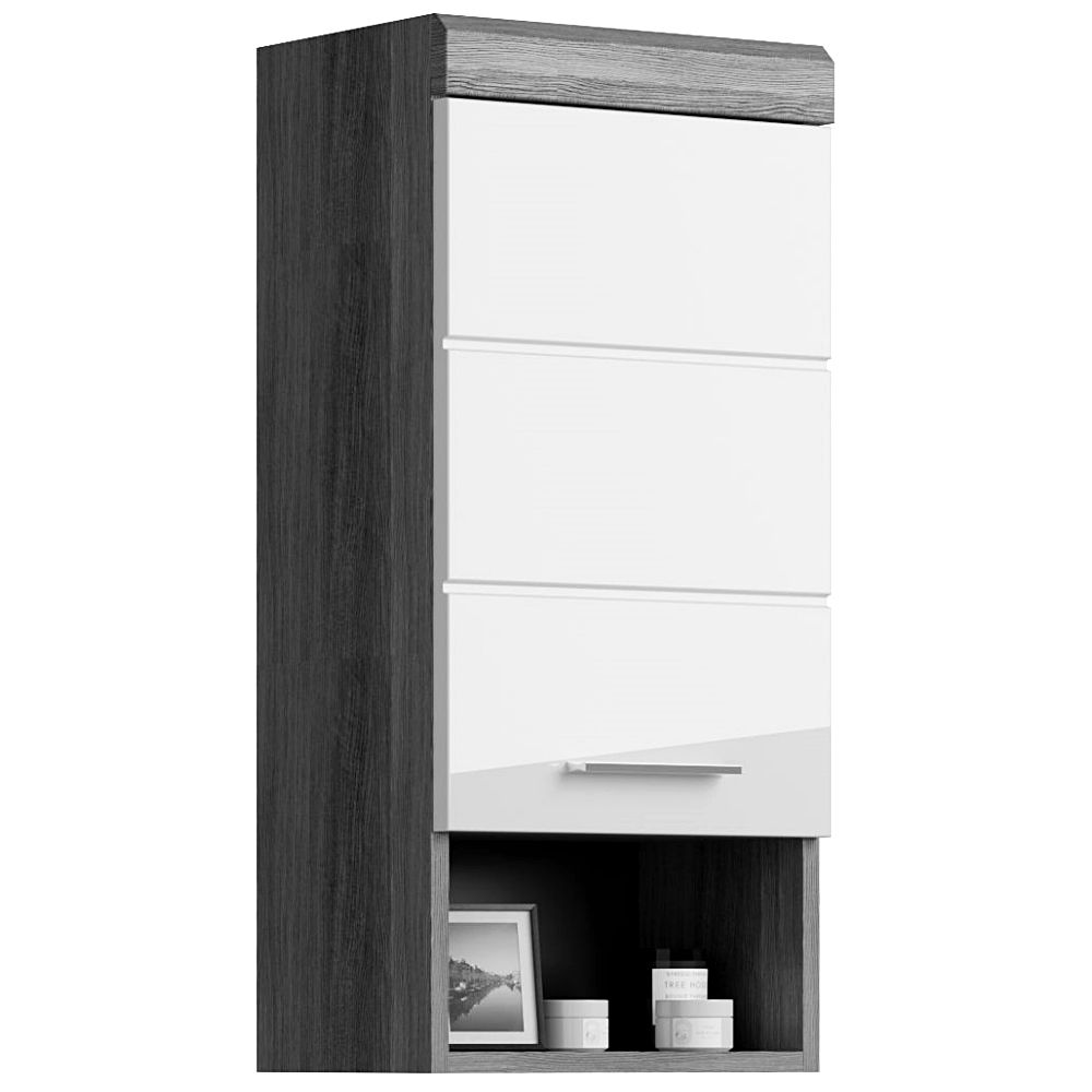 Hängeschrank Ca. 37cm Breit Modern In Hochglanz Weiß Mit Grau Siroco-158