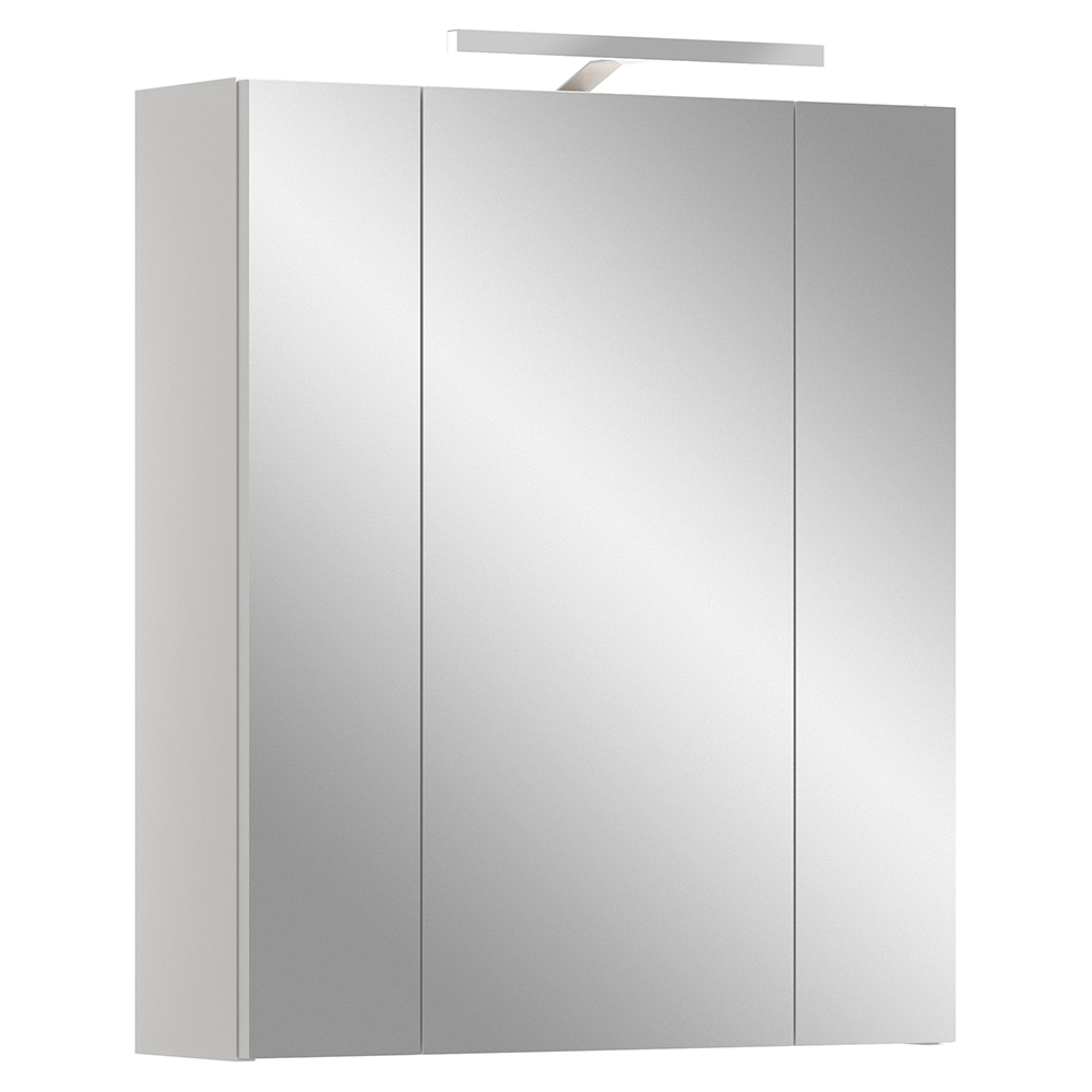 Badezimmer Spiegelschrank Mit 60 Cm Breite In Weiß Inkl. Led-beleuchtung, 3 Spiegeltüren Mit 3d-funktion - Iggesund-158