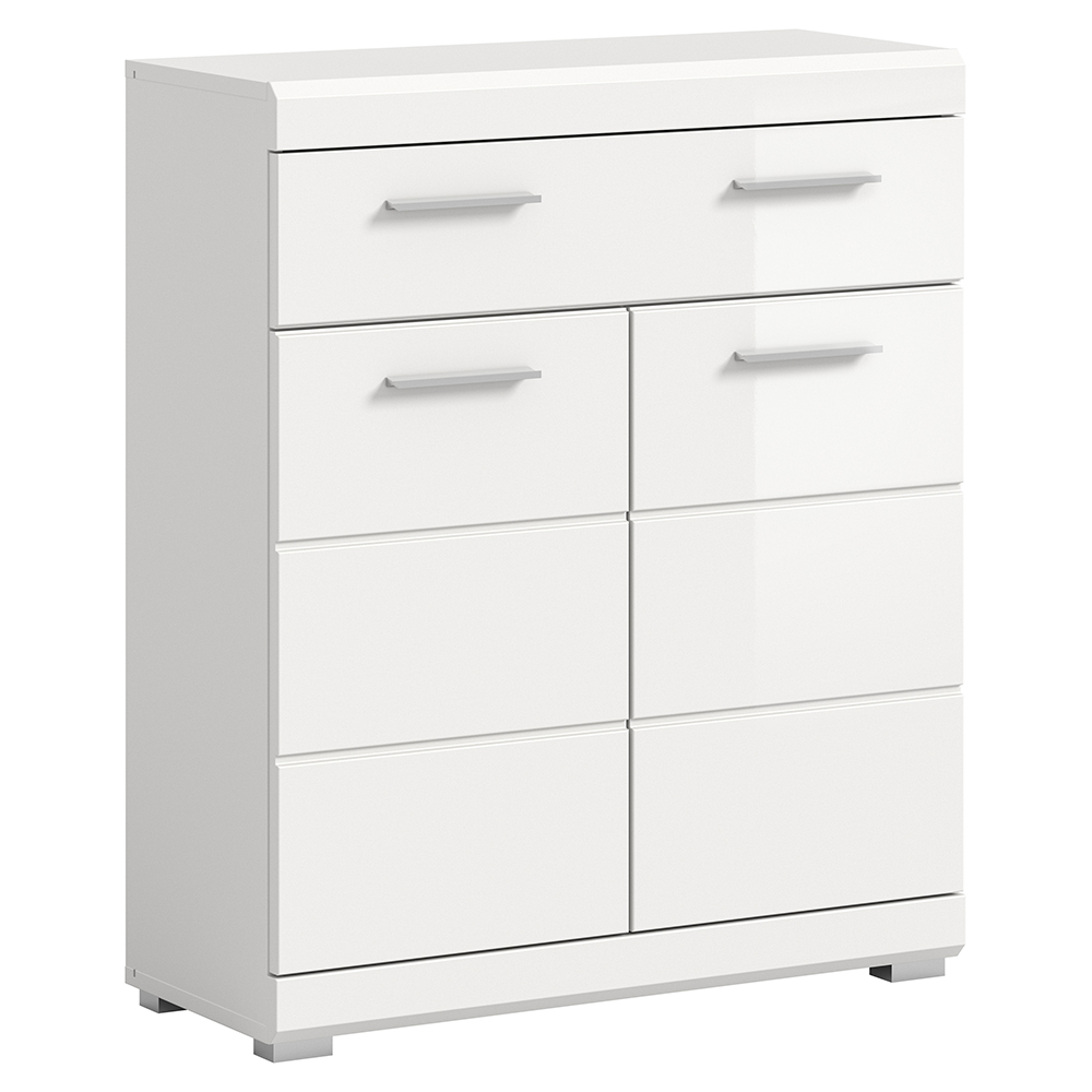 Badezimmer Unterschrank, 74 Cm Breit, In Weiß Mit Weiß Hochglanz - Siroco-158