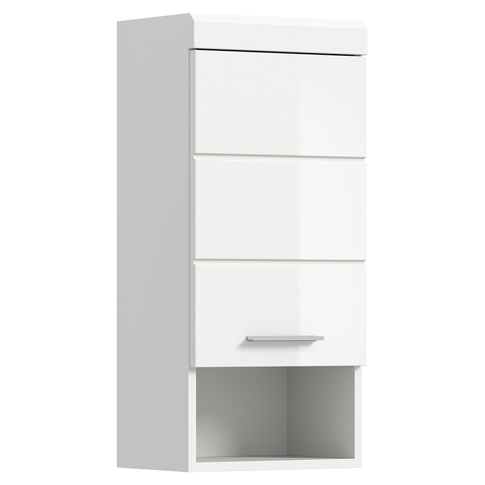 Badezimmer Hängeschrank, 37 Cm Breit, In Weiß Mit Weiß Hochglanz - Siroco-158