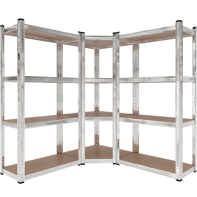 Schwerlast Eckregal 164x150x160cm, 700 kg Gesamtlast, Steckregal verzinkt aus Stahl, Lastenregal mit 4 Ablagen, Werkstattregal - Wiltec