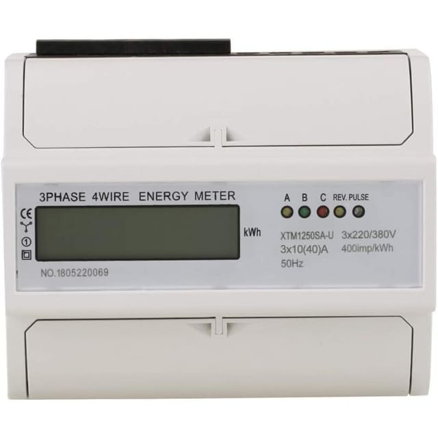 3 x 220 V/380 v KWh Stromzähler, Schiene, digitaler Energiezähler, lcd, dreiphasig, 4 Drähte, 7 p, elektronisch (30 (100) a), 1 Stück