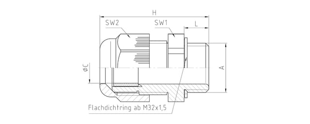 Kabelverschraubung M25x1,5 ral 7035 lichtgrau, SW29/29