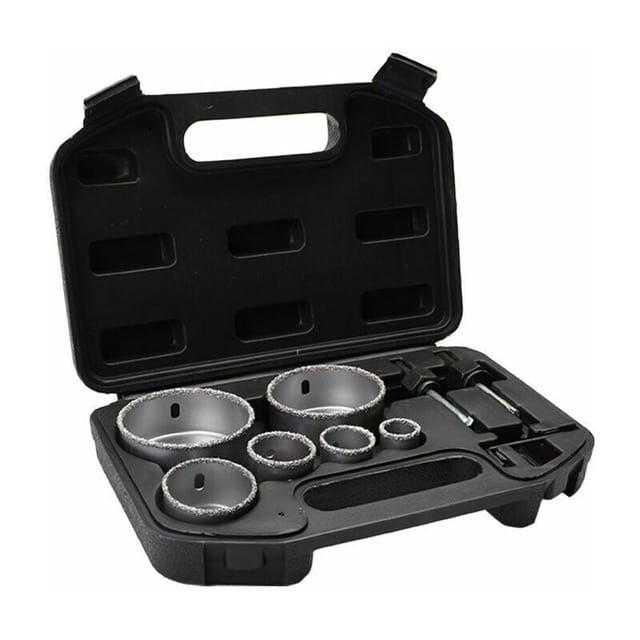 Diamantbeschichtetes Fliesen-lochsägen-set Mit Aufbewahrungsbox Aus Legierung, 6 Löcher, 22–73 Mm, Tragbar, Langlebig, Betonschneiden - Gabrielle