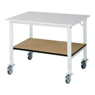 Fahrbarer Arbeitstisch (hv) Tom KM-01, B1250xT1000xH910-1230mm, M-Platte-22mm - RAU