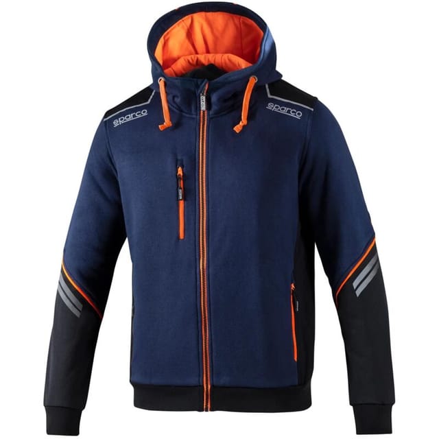 02414BMAF Arbeits-Sweatshirt mit Kapuze, Tech, durchgehender Reißverschluss, Colorado Blau, s - Sparco