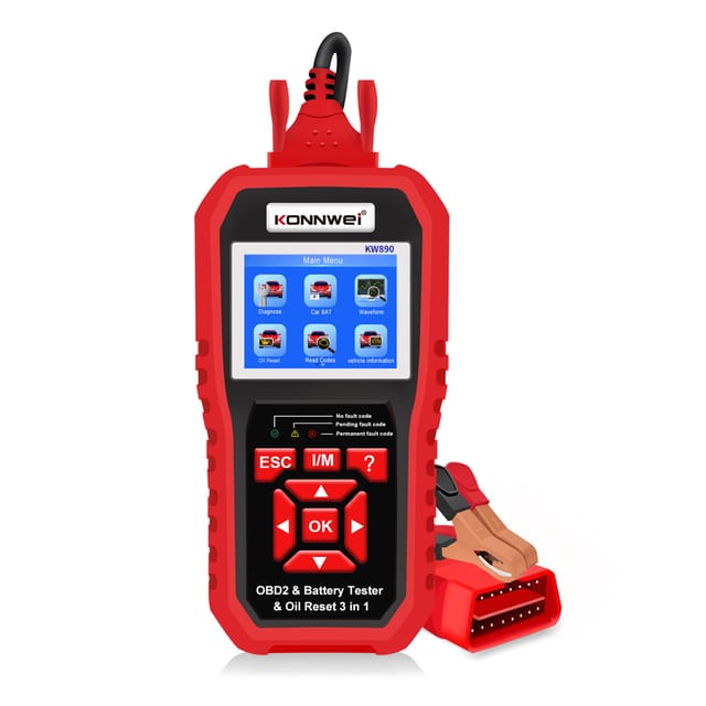 Ej.life - KW890 Professioneller OBDII-Scanner, Auto-Codeleser, Autoscanner + Batterietester + spezielle Ölrücksetzfunktion, Scan-Tool für obd