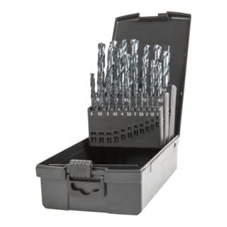 STIER Spiralbohrer Set HSS-R, 25-tlg (1-13 mm), Metallbohrer Satz, Stahlbohrer Satz, selbstzentrierende W-Spitze, für alle handelsüblichen
